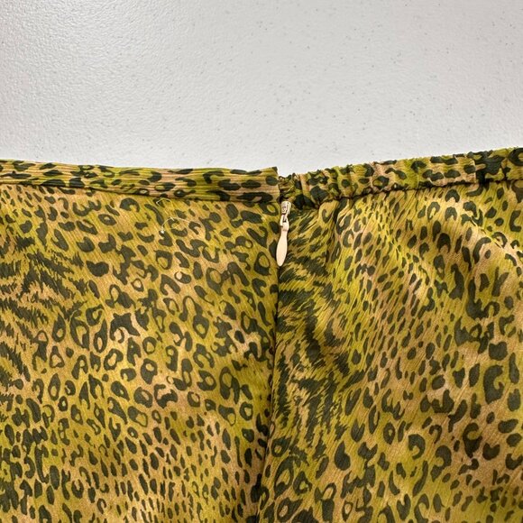 Norton Mcnaughton Woman 18W Leopard Print Midi Skirt Polyester Green & Yellow - Picture 7 of 9